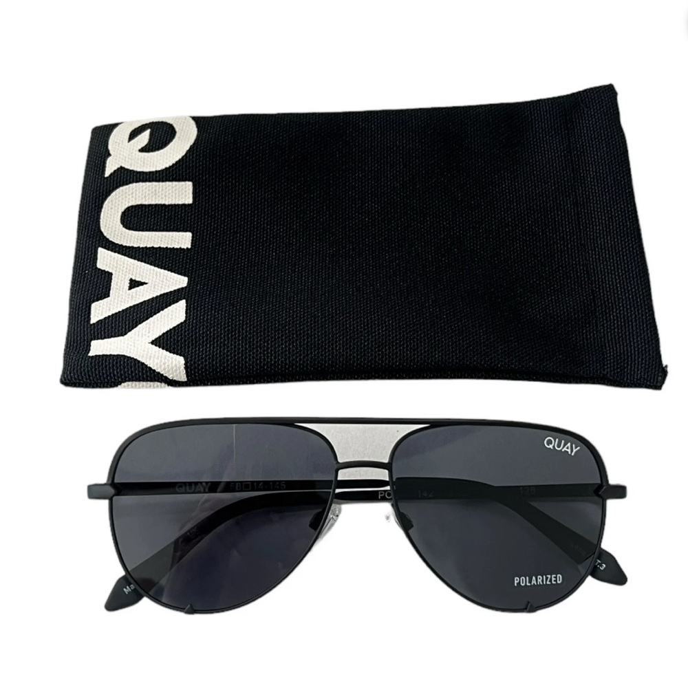 Quay Australia Black Polarized Aviator Sunglasses